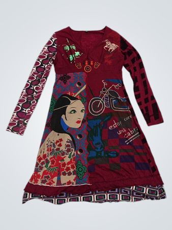 Dress with graphic print and text