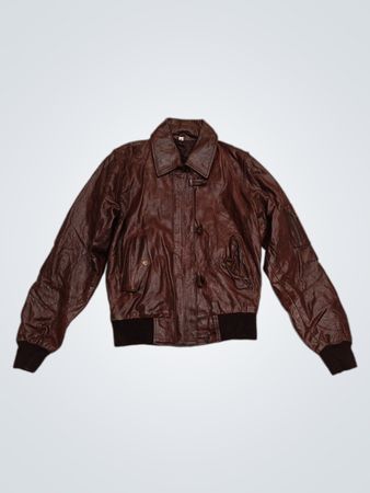 Brown Leather Bomber Jacket