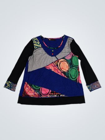 Purple Rose Damen Langarm Patchwork-Oberteil