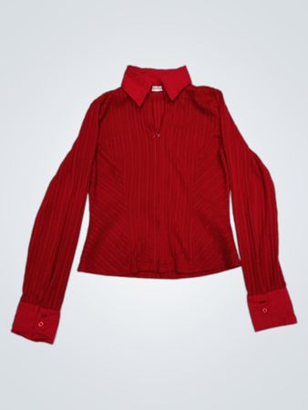 MARTINELI Rotes gestreiftes Hemd mit Knopfleiste