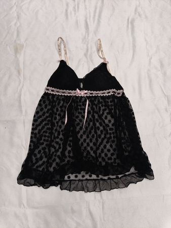 Linea Donatella Schwarzes Polka-Dot-Babydoll