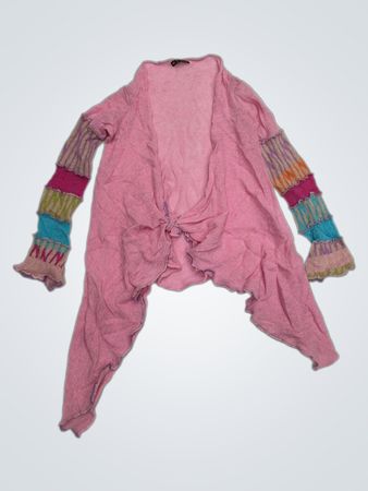 Heather Finn Pink Cardigan mit gestreiften Ärmeln