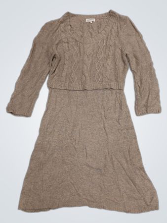 MONSOON beige Strickkleid mit Zopfmuster und passender Strickjacke
