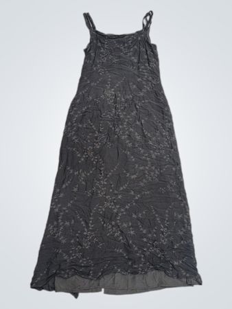 Dunkelgraues Maxikleid mit Blumenmuster