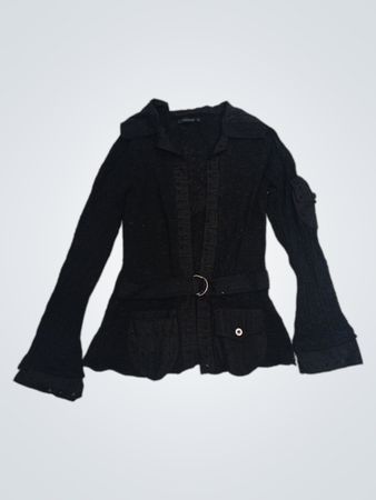 b.young schwarze Jacke mit langen Ärmeln und Gürtel