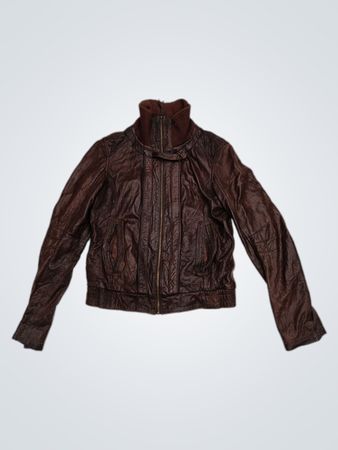 Veste en cuir marron