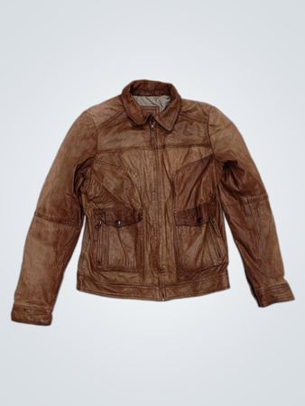 Massimo Dutti Veste en cuir marron