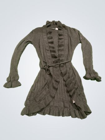 one love grauer geraffter Cardigan