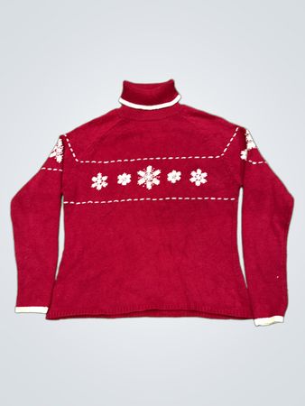 SONOMA Jean Company Petite Roter Schneeflockenpullover mit Rollkragen