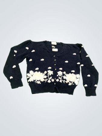 Margules Navy Blue Cardigan mit Floral- und Punktenmuster