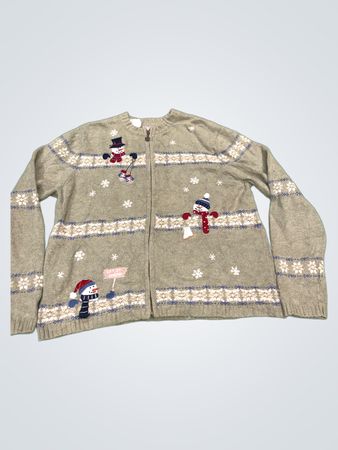 Croft & Barrow Woman 1X "Little Snow" Schneemann Hässlicher Weihnachtspullover