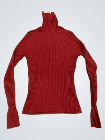 Neues Look Burgunderfarbenes Ribbed Turtleneck Top