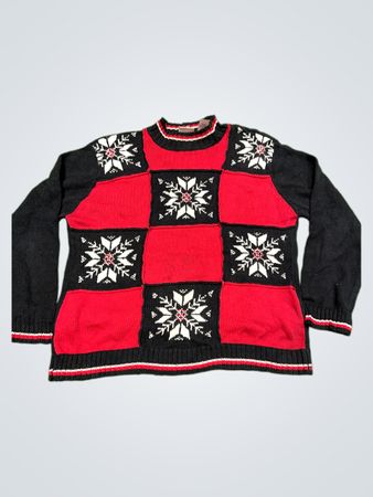 Villager Sport von Liz Claiborne Company Schneeflocken-Patchwork-Pullover