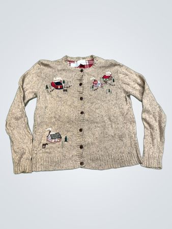 Breckenridge Women's Embroidered Cabin Scene Cardigan