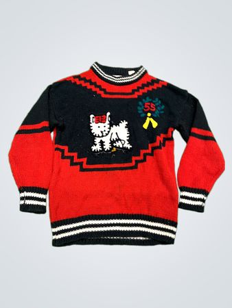 Non-Stop Rot, Schwarz und Weiß Pullover mit Katzenmotiv
