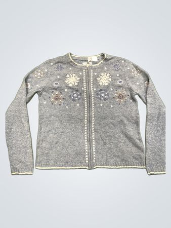 Croft & Barrow Damen blauer Schneeflocken Reißverschluss-Cardigan