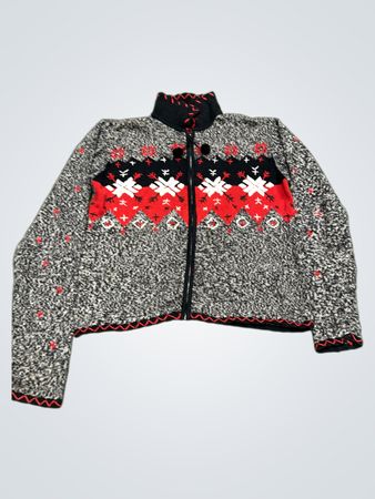 Erika Damen Zip-Up Pullover mit Schneeflockenmotiv