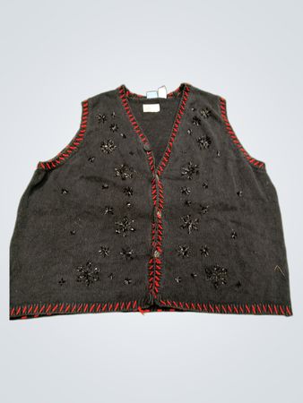 Holiday Traditions schwarze Weste mit rohen Nähten und Verzierungen
