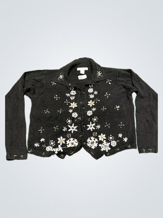 ARRIVISTE Damen Schwarzer Gestickter Cardigan