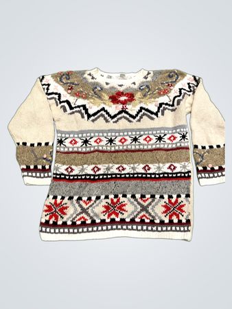DEBECCA STONE Damen Mehrfarbiger Fair Isle Strickpullover