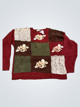 Crazy Horse Patchwork Floral Bestickter Pullover
