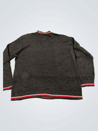 Villager Sport von Liz Claiborne Company Schwarzer Pullover mit rotem und weißem Saum