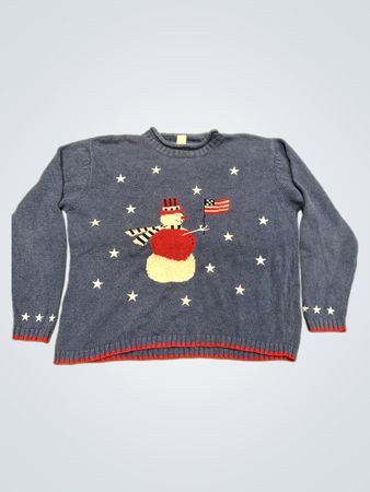 Christopher & Banks Schneemann mit Flagge Pullover