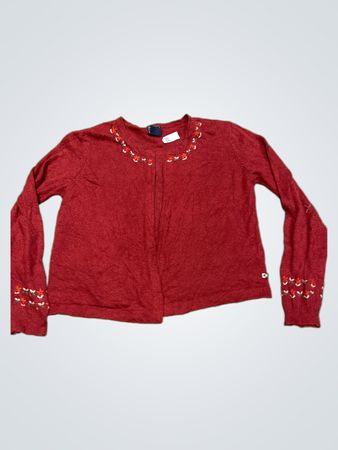 Roter Cardigan mit floralem Stickerei
