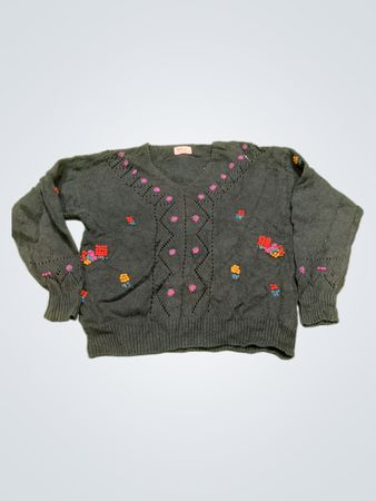 All Points by Reference Point Floral Bestickter Pullover