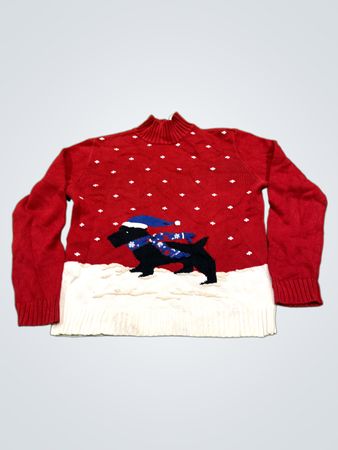 Liz Claiborne Lizsport Schwarzer Hund Weihnachts-Pullover