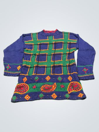 GANTOS Damen Pullover mit blau-grünem Paisleymuster