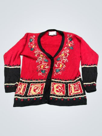 Private Collection by Carolina Colours Damen roter "NOEL" Weihnachts-Cardigan