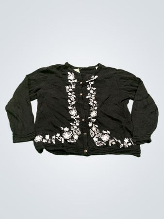 Schwarze gestickte Strickjacke