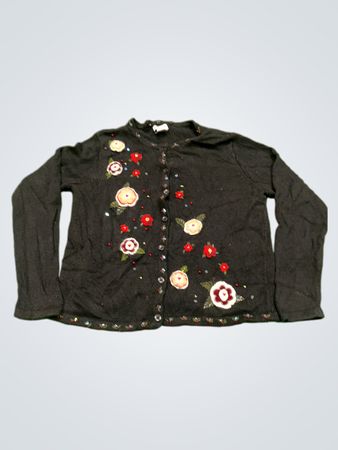 Weißer Stag Damen Cardigan mit Blumenstickerei
