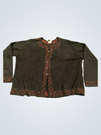 J.Jill Schwarzer Bestickter Cardigan