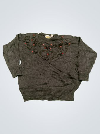 Talbots schwarzer Pullover mit roten Verzierungen