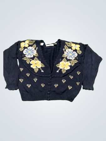 Maggie Lawrence Collection Marineblauer floral bestickter Cardigan