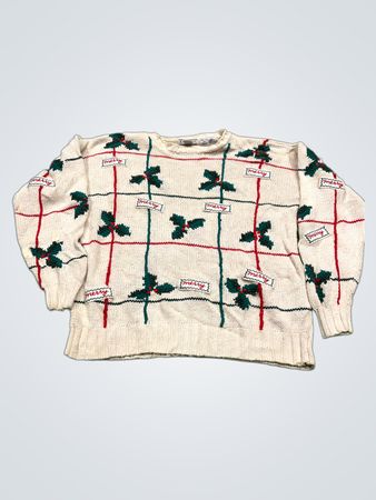 Raphels Merry Christmas Holly Pattern Sweater
