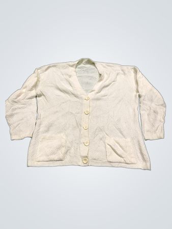 Weiße Strickjacke mit Taschen