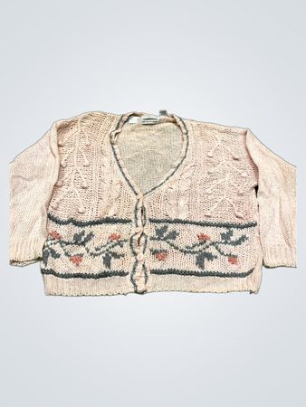 Sarit Handgestrickter Pink Floral Cardigan