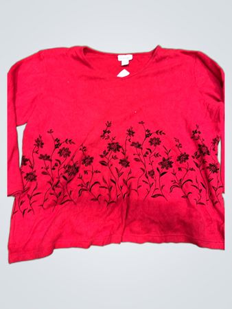 AVENUE Rote Blumenmuster Langarmshirt