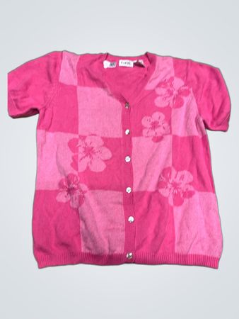 tabi INTERNATIONAL Pink Karo Blumen Strickjacke