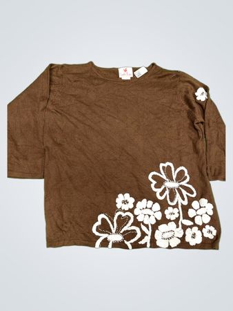 Quaker Factory Braunes Besticktes Blumen Langarmshirt