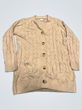 Beiger Kabelstrick-Cardigan