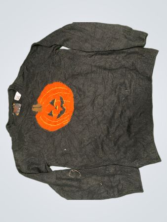 Schwarzer Pullover mit Kürbisgrafik und