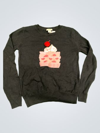 Kate Spade Schwarzer Cupcake Strickpullover XL