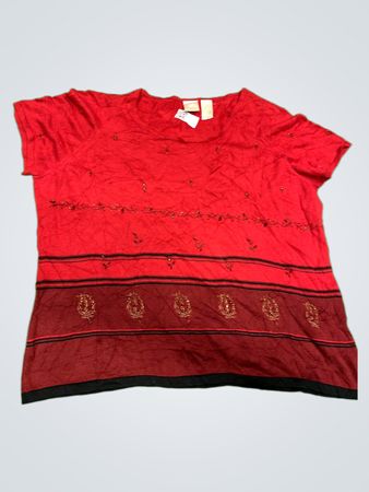 Liz Claiborne Roter Gestreifter Verziertes Oberteil