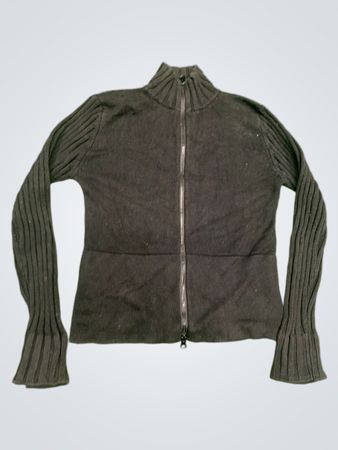 VILA Schwarzer Rippstrick-Zipper-Mockneck-Pullover