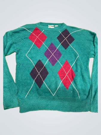 Teal Argyle Sweater