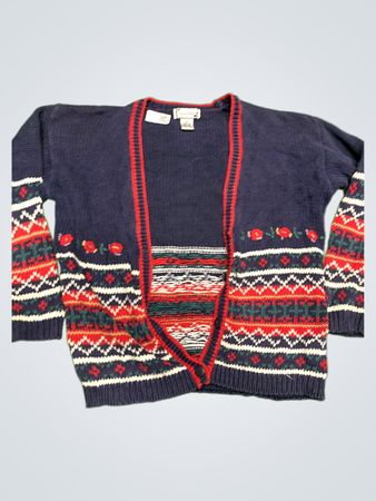 Gina Peters Navy Blue Fair Isle Cardigan